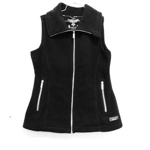 Calvin Klein Performance Zip Pockets Black Silver Soft Vest sz S/P
